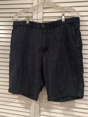 Denim&Co Navy Flat-Front pure Linen